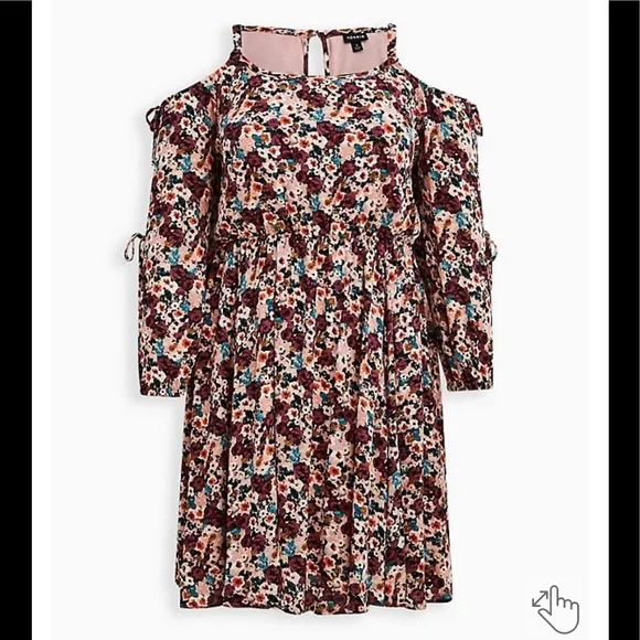 Torrid Gauze Cold Shoulder Floral Dress - Picture 6 of 7